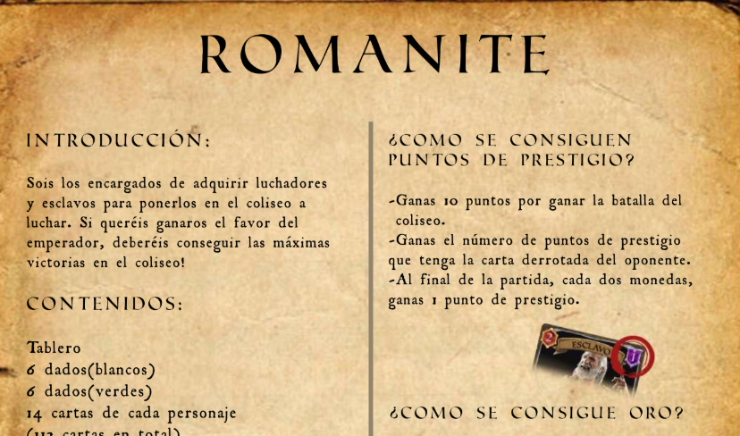 Manual d’instruccions del joc de taula ‘Romanite’